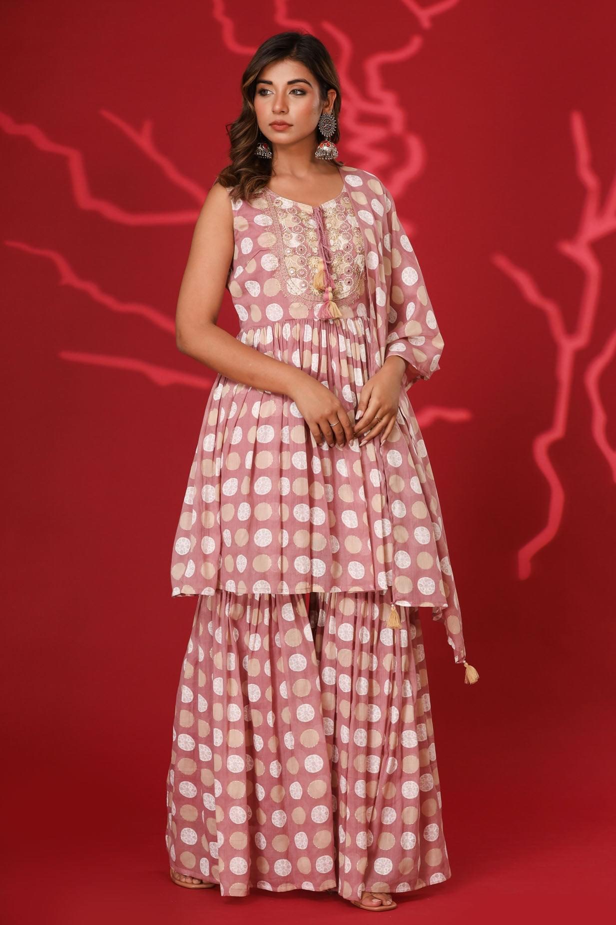 A Beautiful Polka-Dot Sharara Set