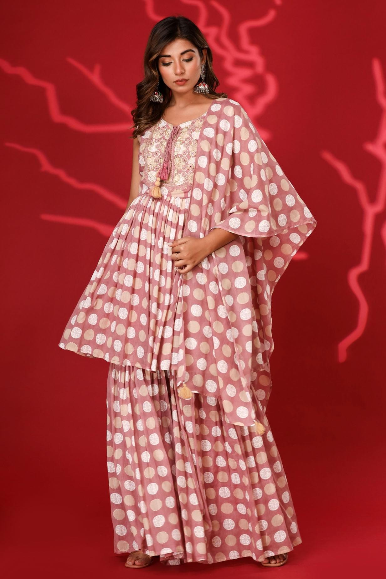 A Beautiful Polka-Dot Sharara Set