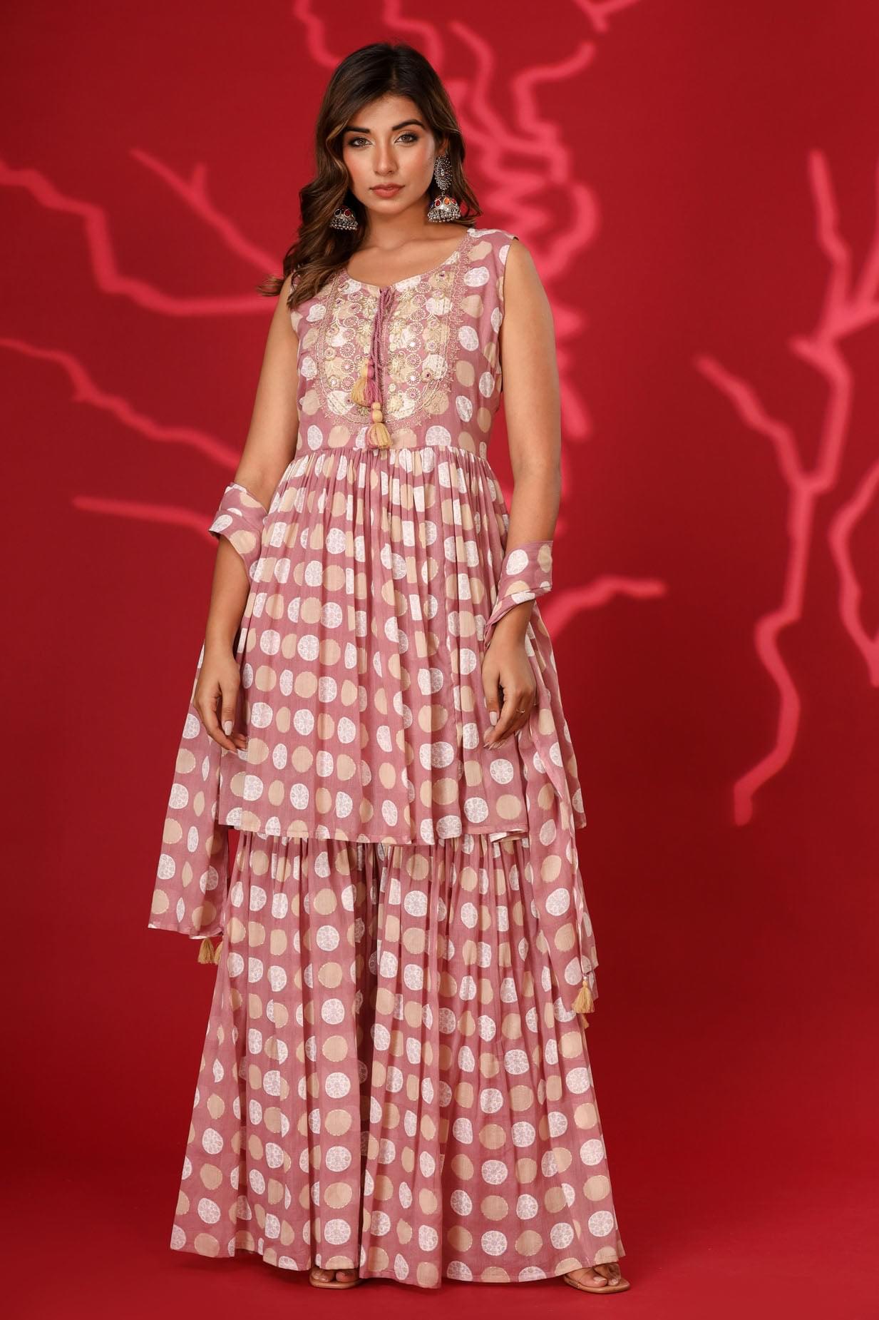 A Beautiful Polka-Dot Sharara Set