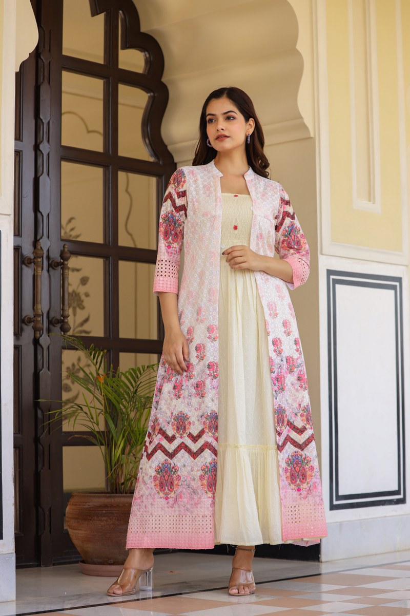 Designer Off-White Long Gown Dress
