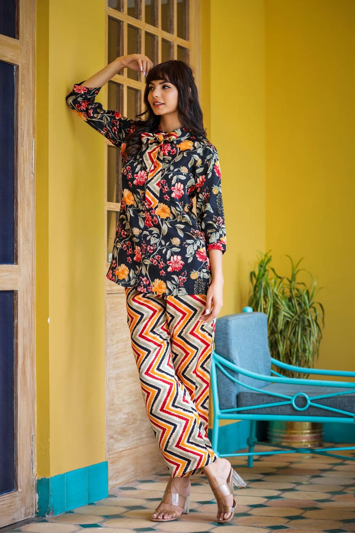 A Satin Flora Co-ord Set.