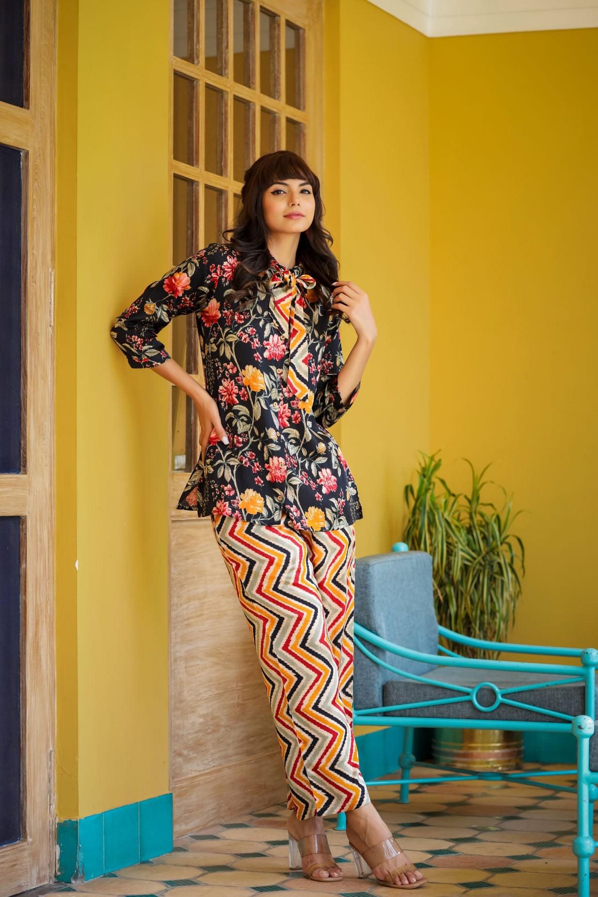 A Satin Flora Co-ord Set.