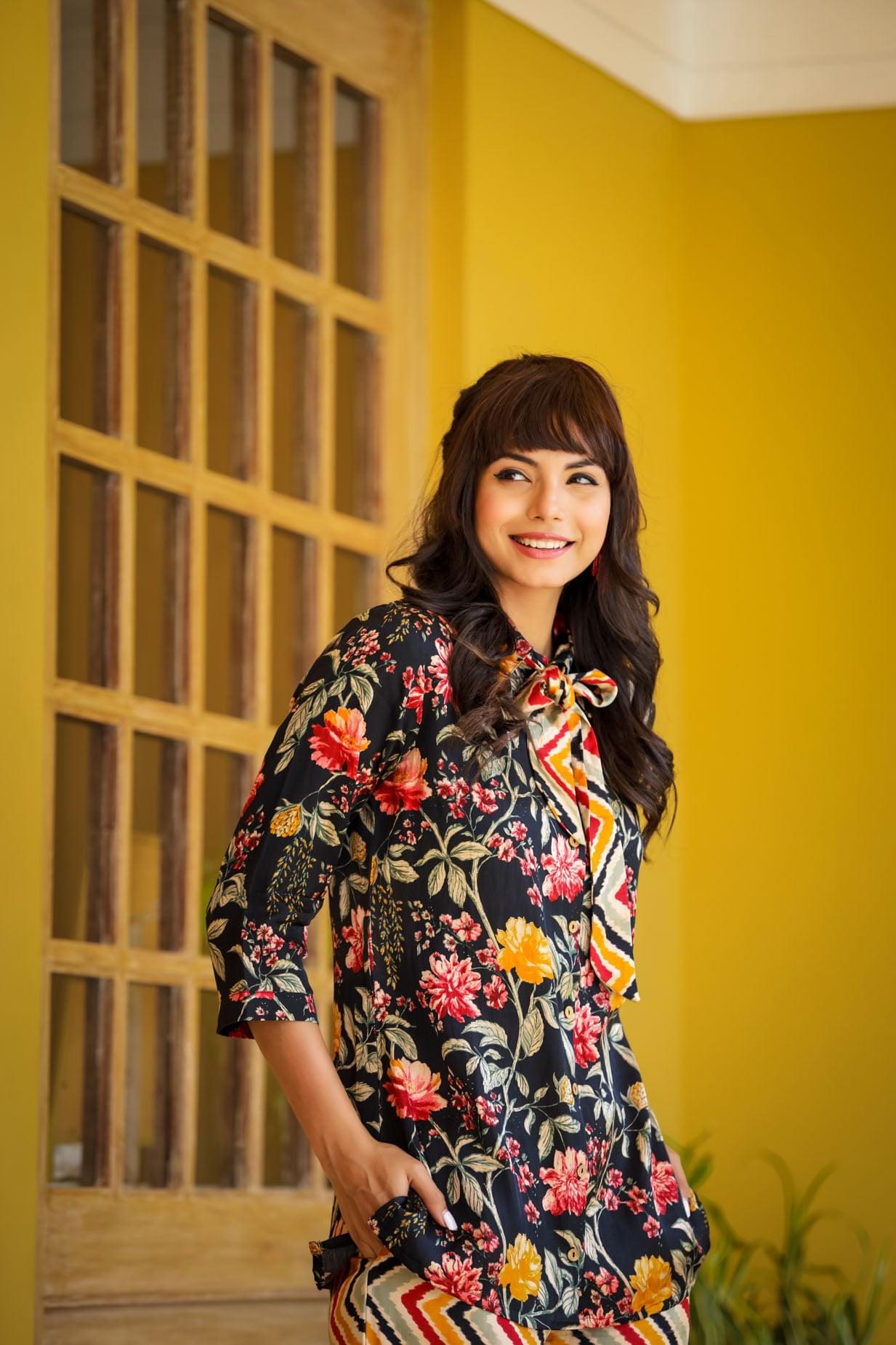 A Satin Flora Co-ord Set.