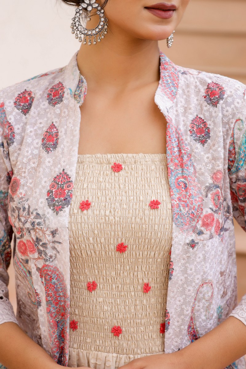 Natural Cotton Gown With Shrug
