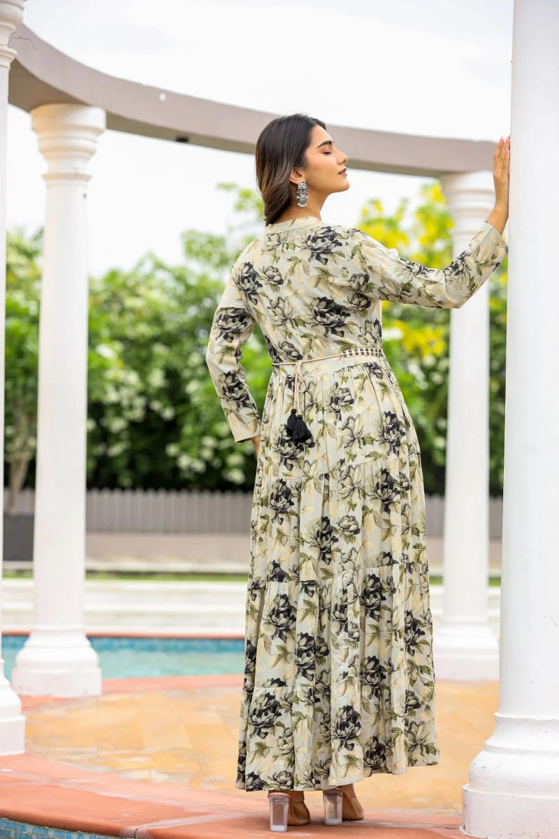 Emeral, Leafy Long Gown Dress,