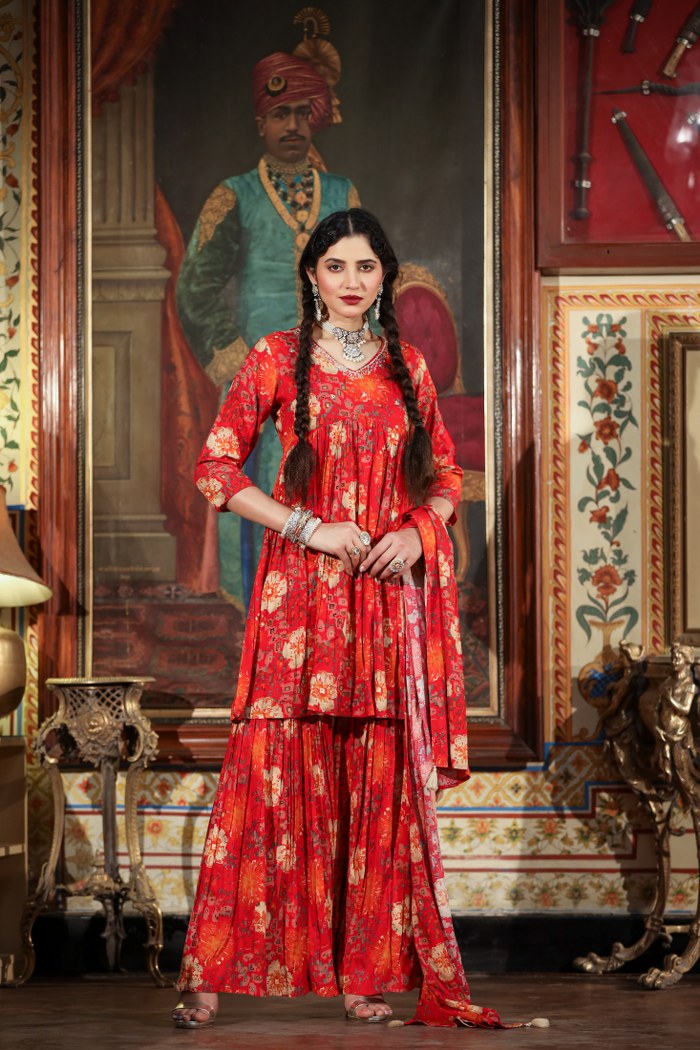 Classy Rayon Printed Sharara Set