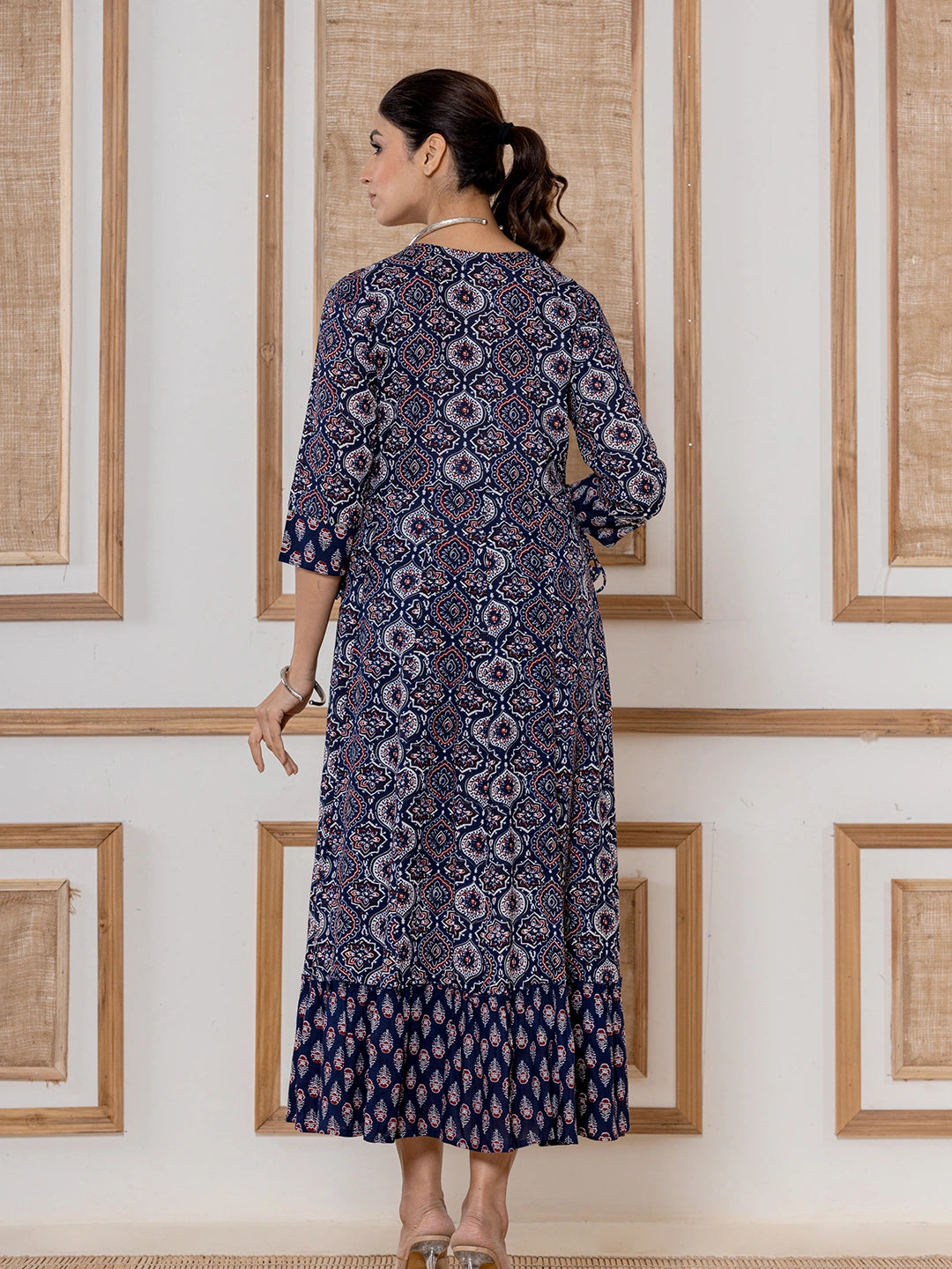 midnight musings black rayon long dress