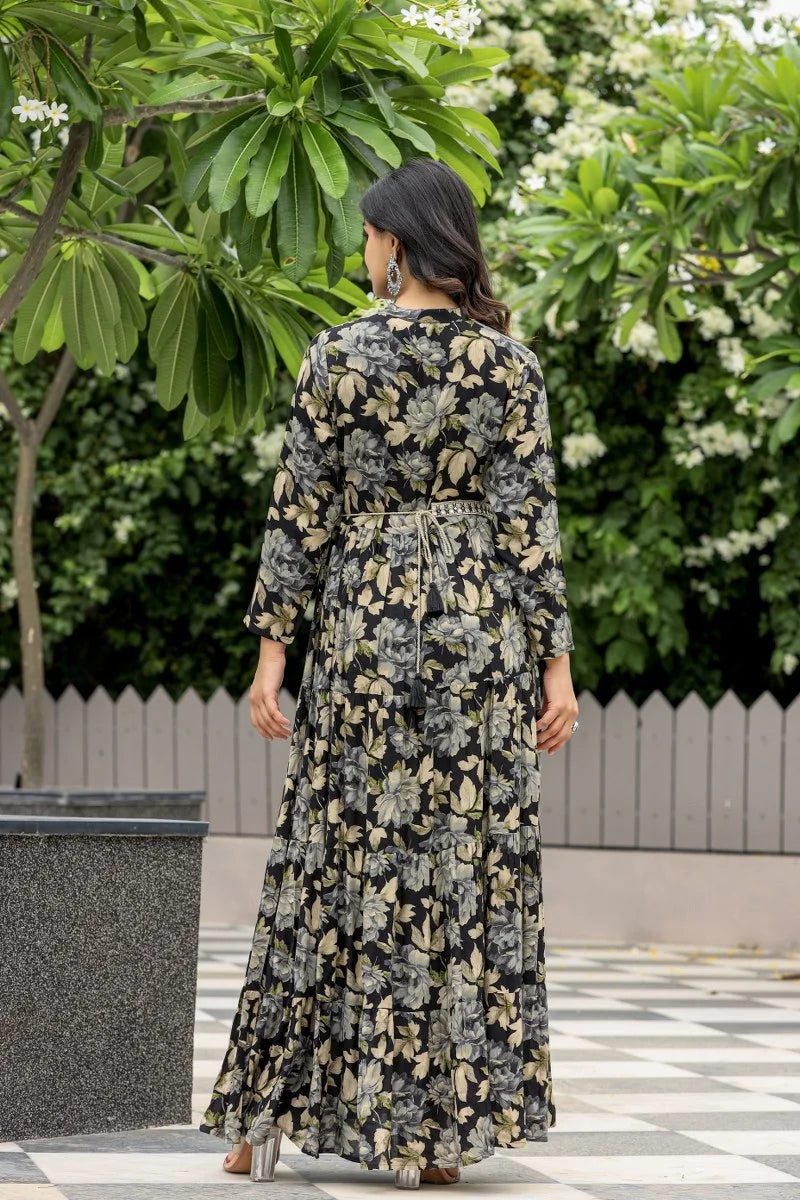 Emeral, Leafy Long Gown Dress,