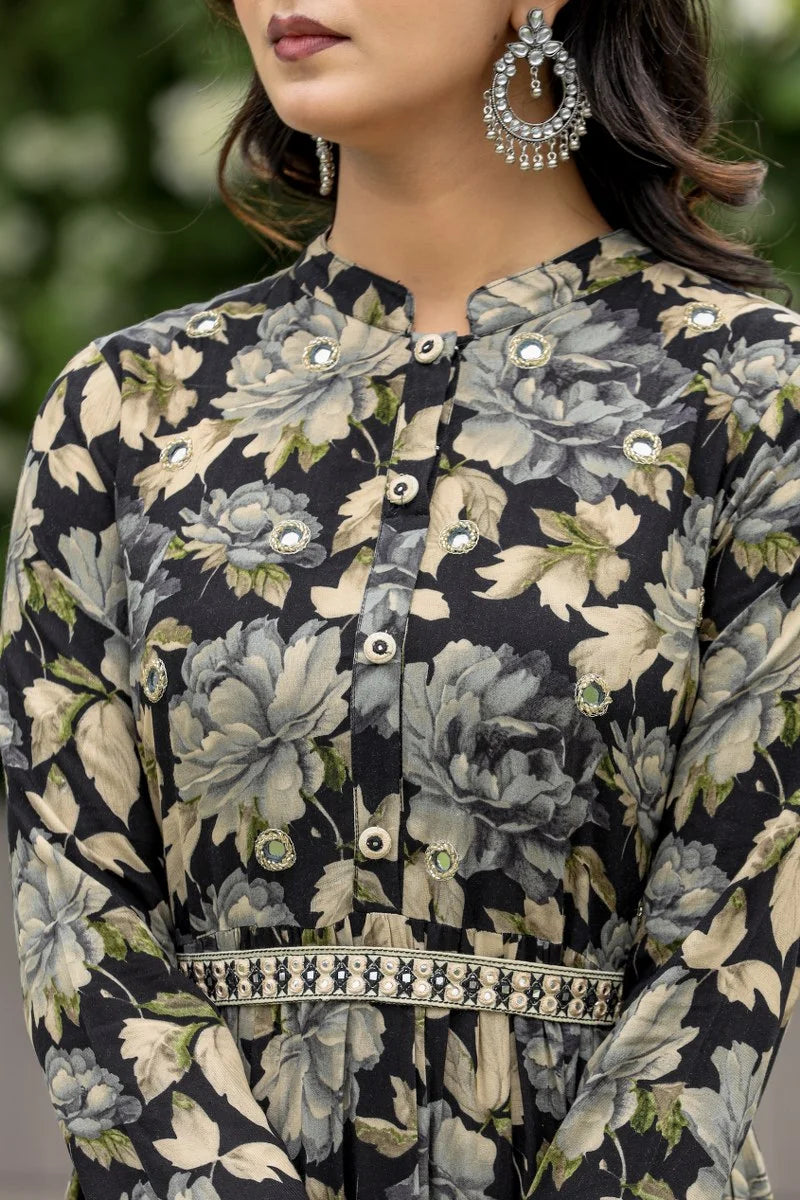 Emeral, Leafy Long Gown Dress,