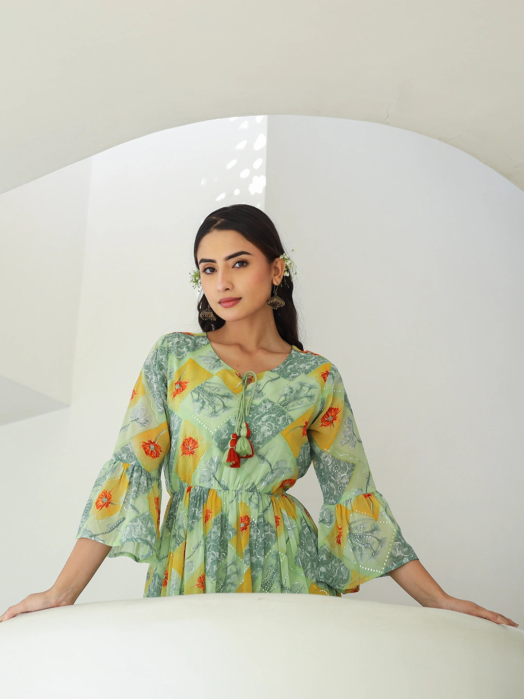 georgette gala printed gown