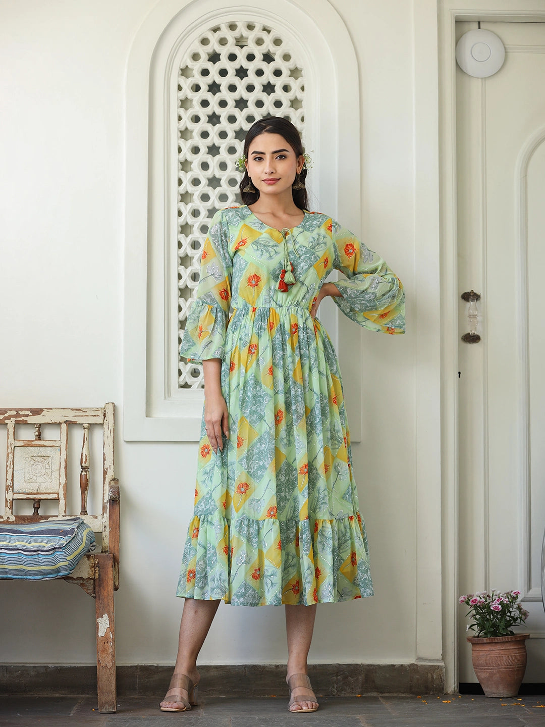 georgette gala printed gown