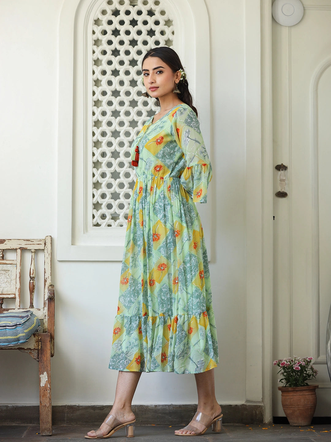 georgette gala printed gown