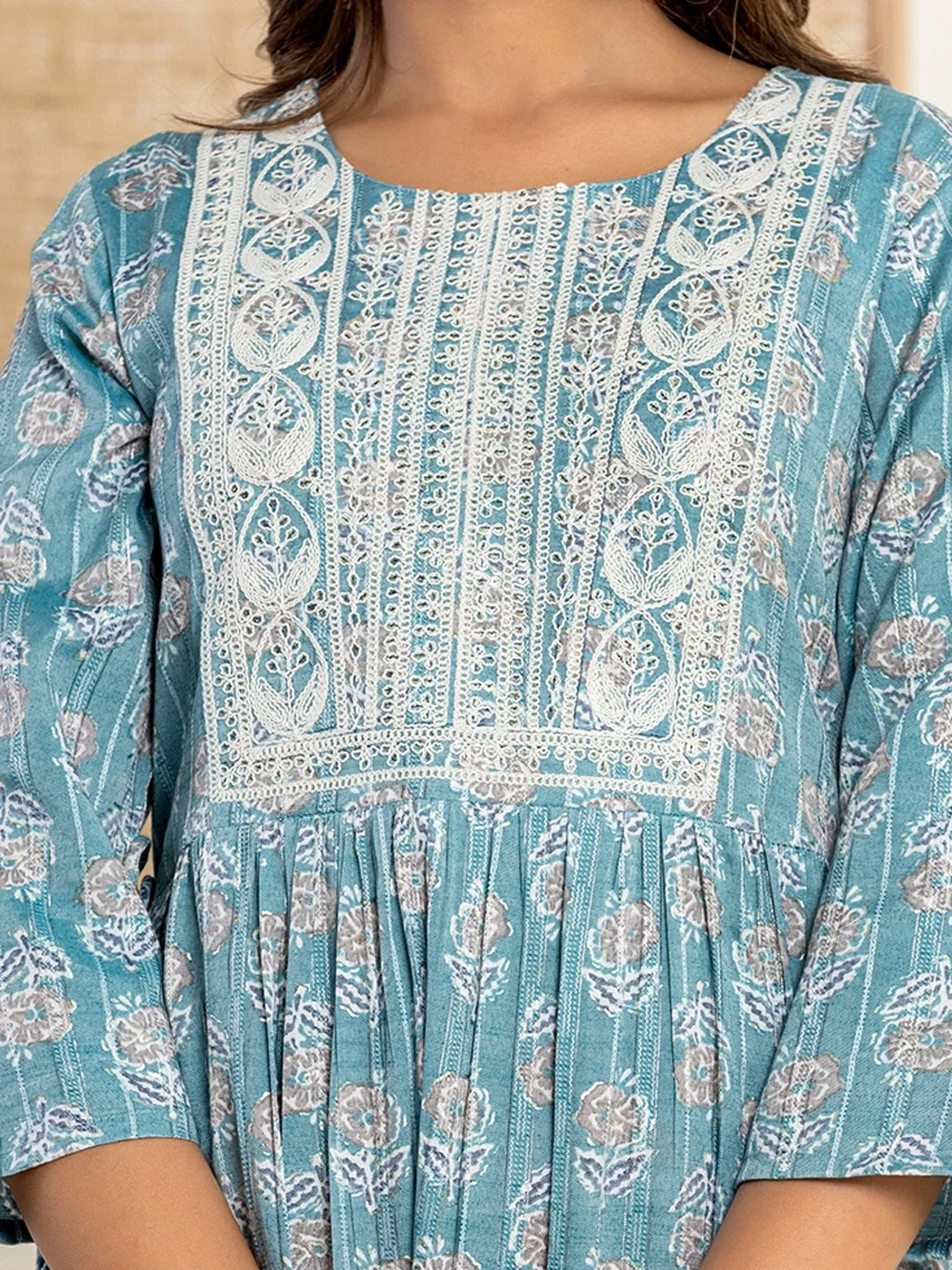 printed trio rayon long gown