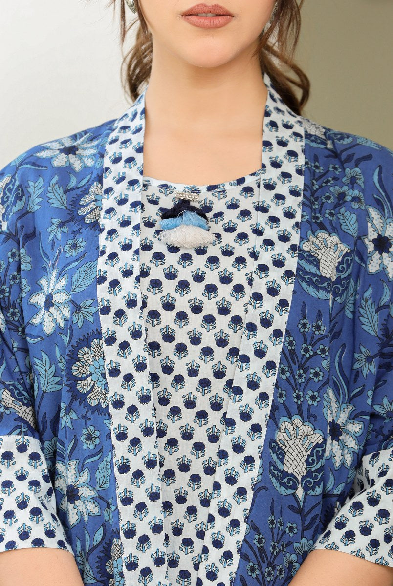 Beautifully Printed Coord Set With Blue Shirt