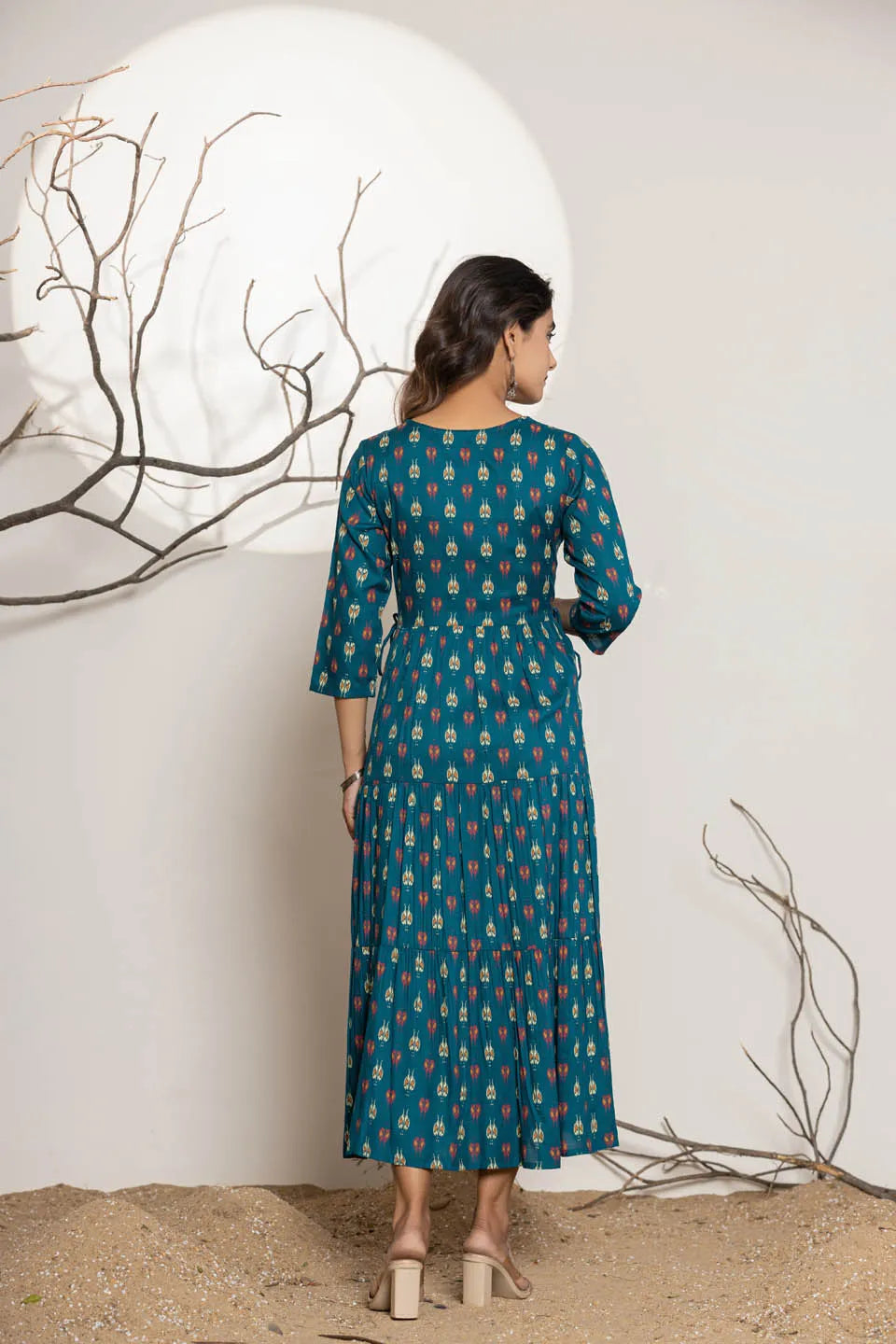 womens ethnic wear long dress with front line embroidery