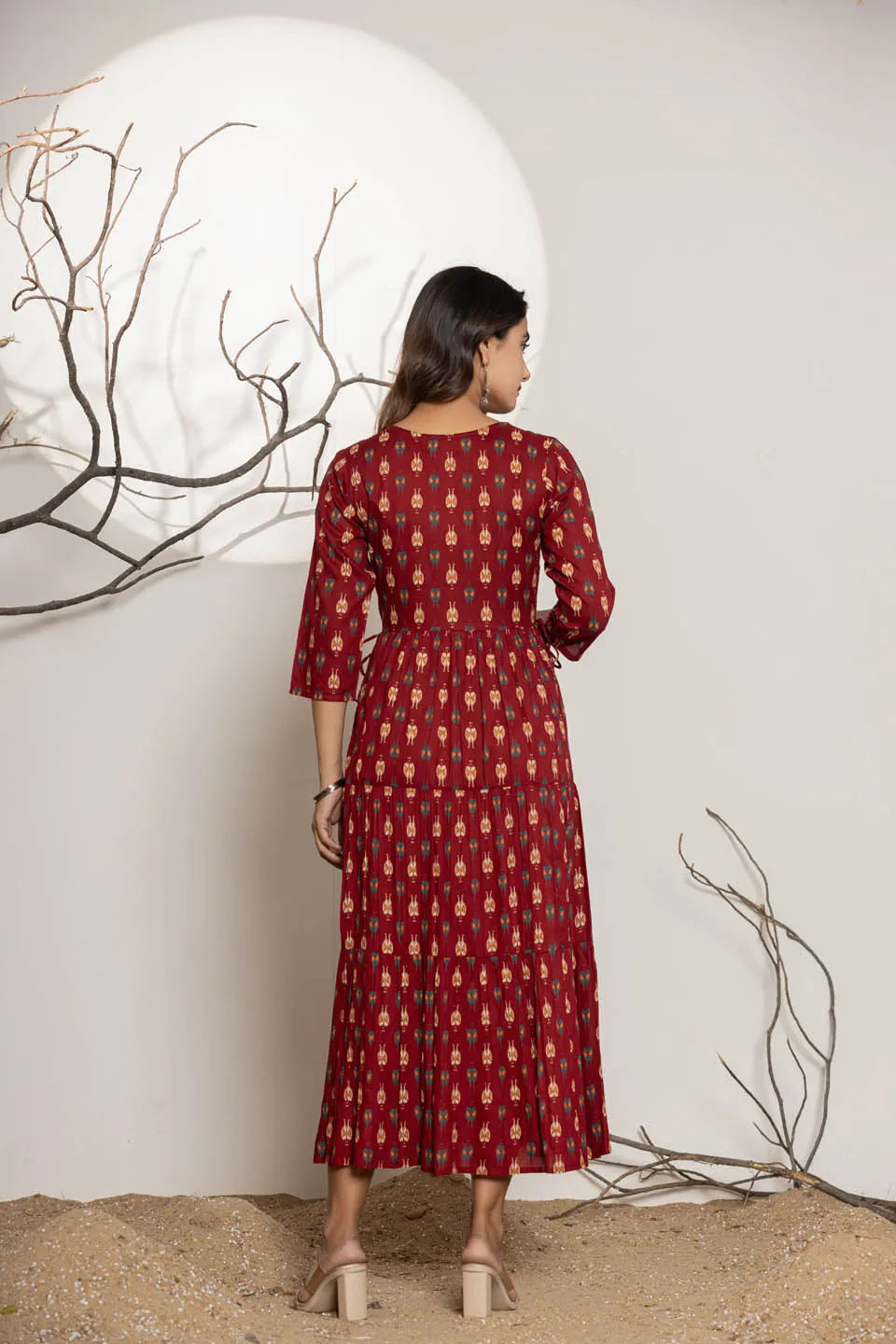 womens ethnic wear long dress with front line embroidery