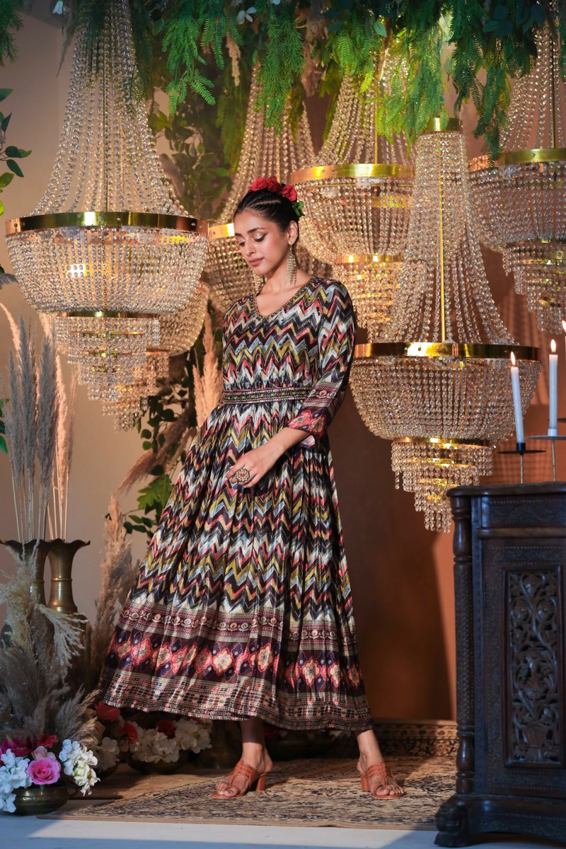Versatile Black Chinon Gown