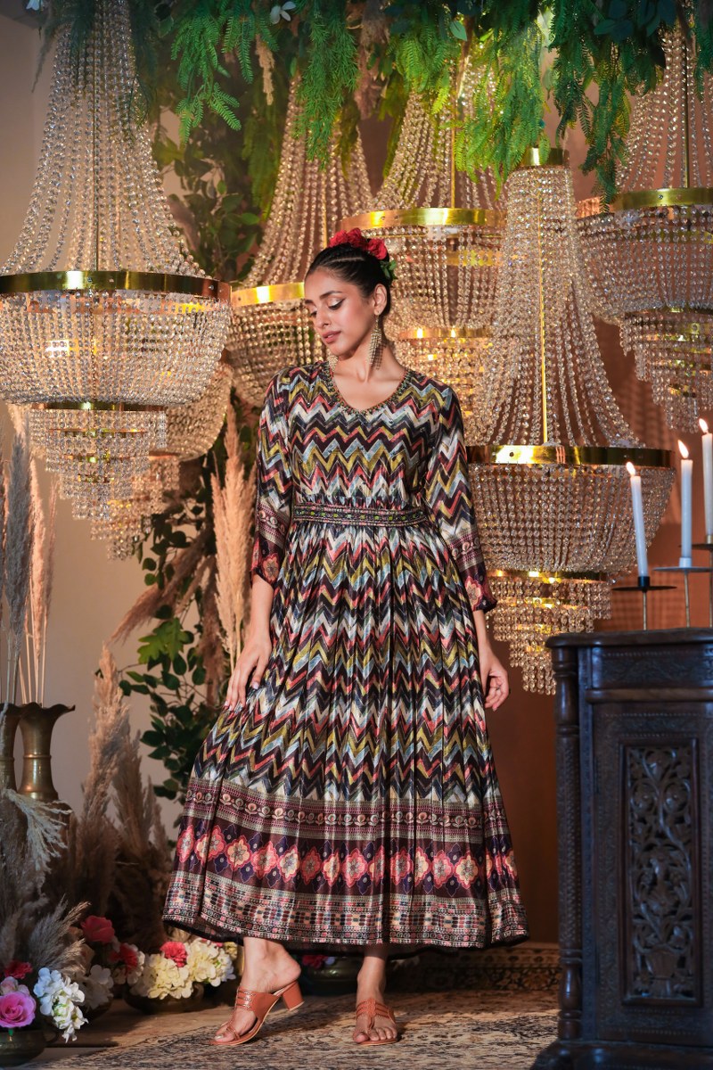 Versatile Black Chinon Gown