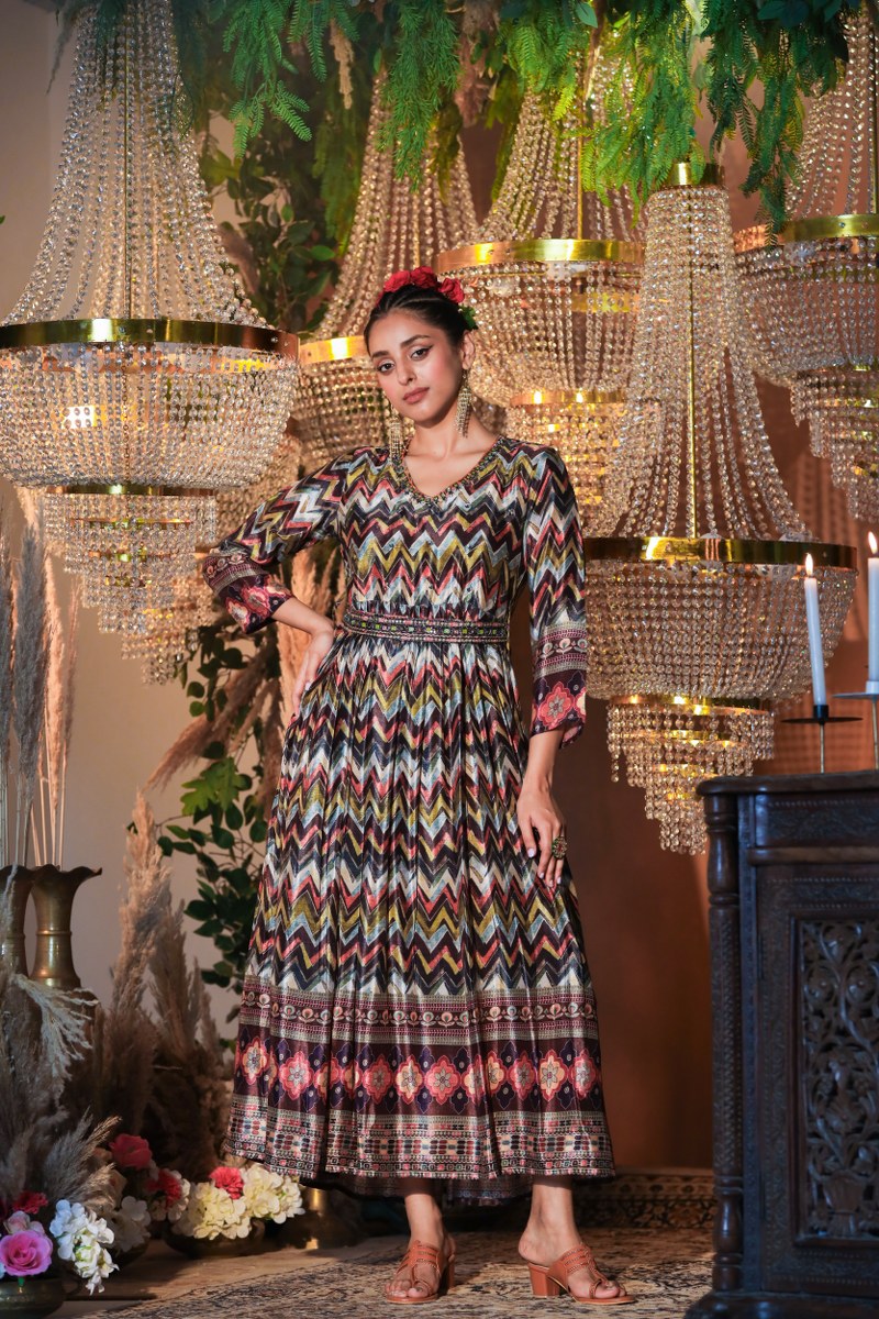 Versatile Black Chinon Gown