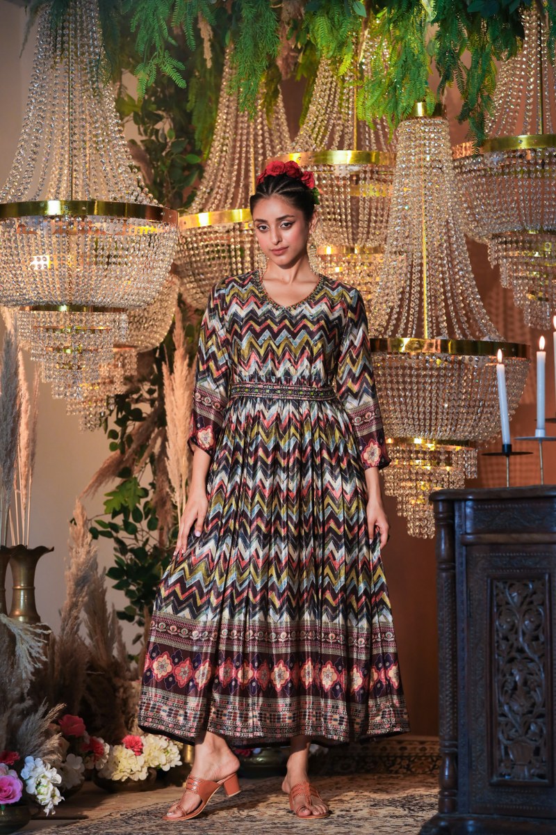 Versatile Black Chinon Gown