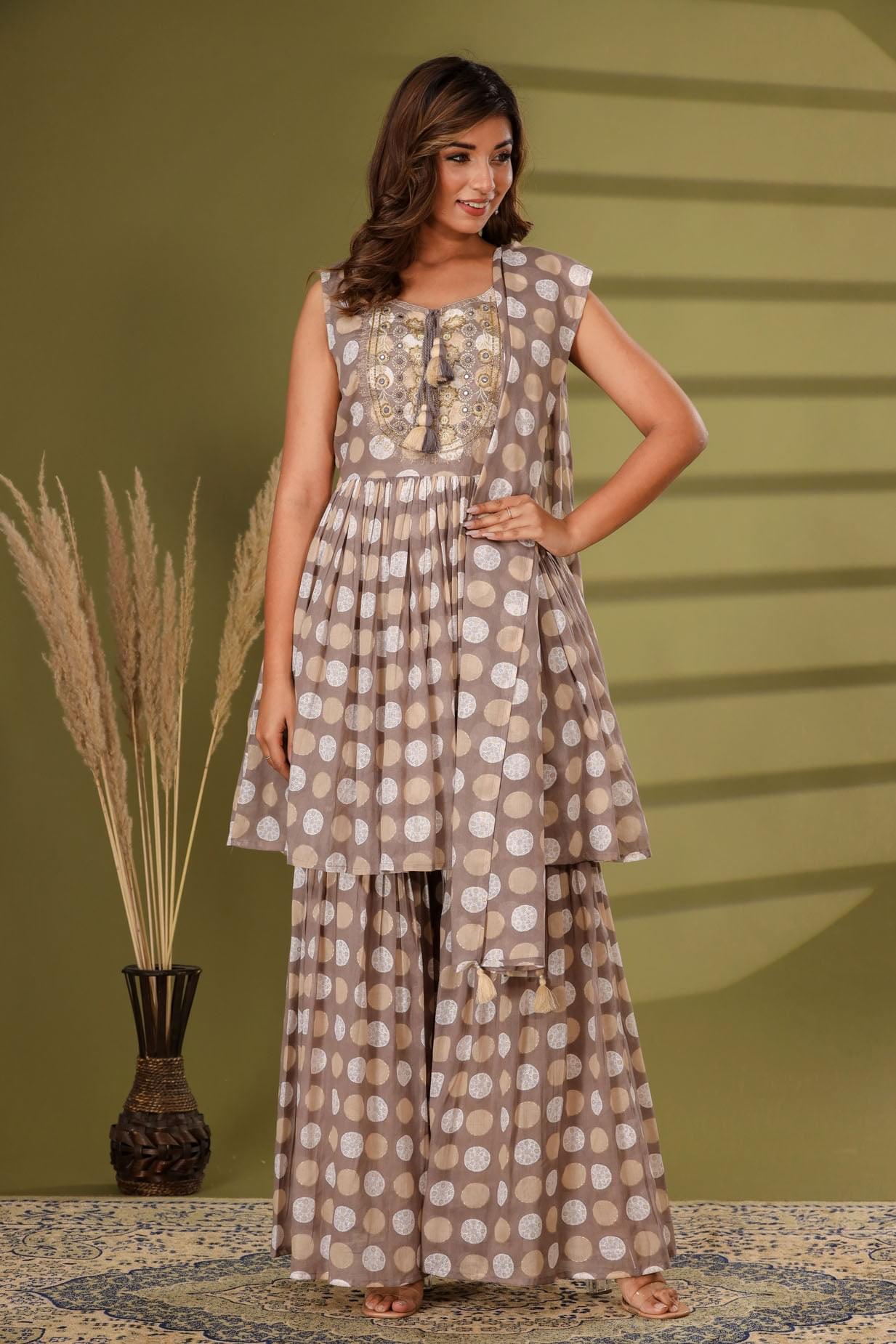 A Beautiful Polka-Dot Sharara Set