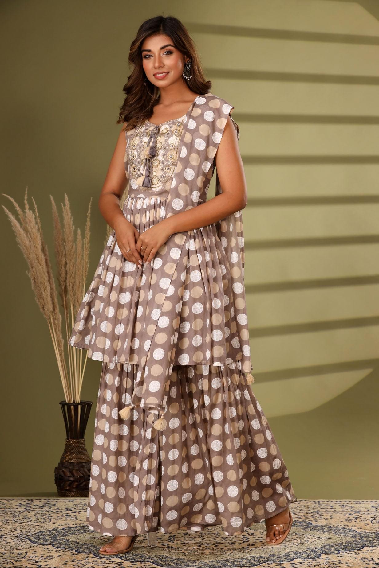 A Beautiful Polka-Dot Sharara Set