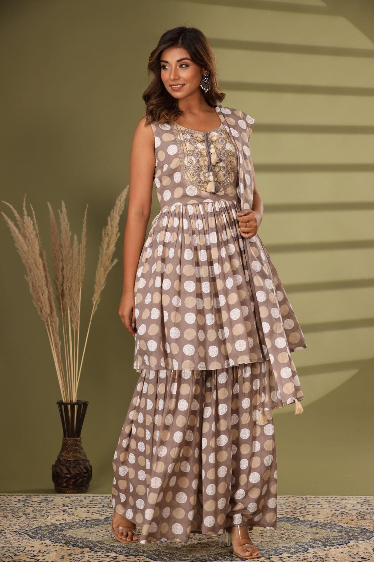 A Beautiful Polka-Dot Sharara Set