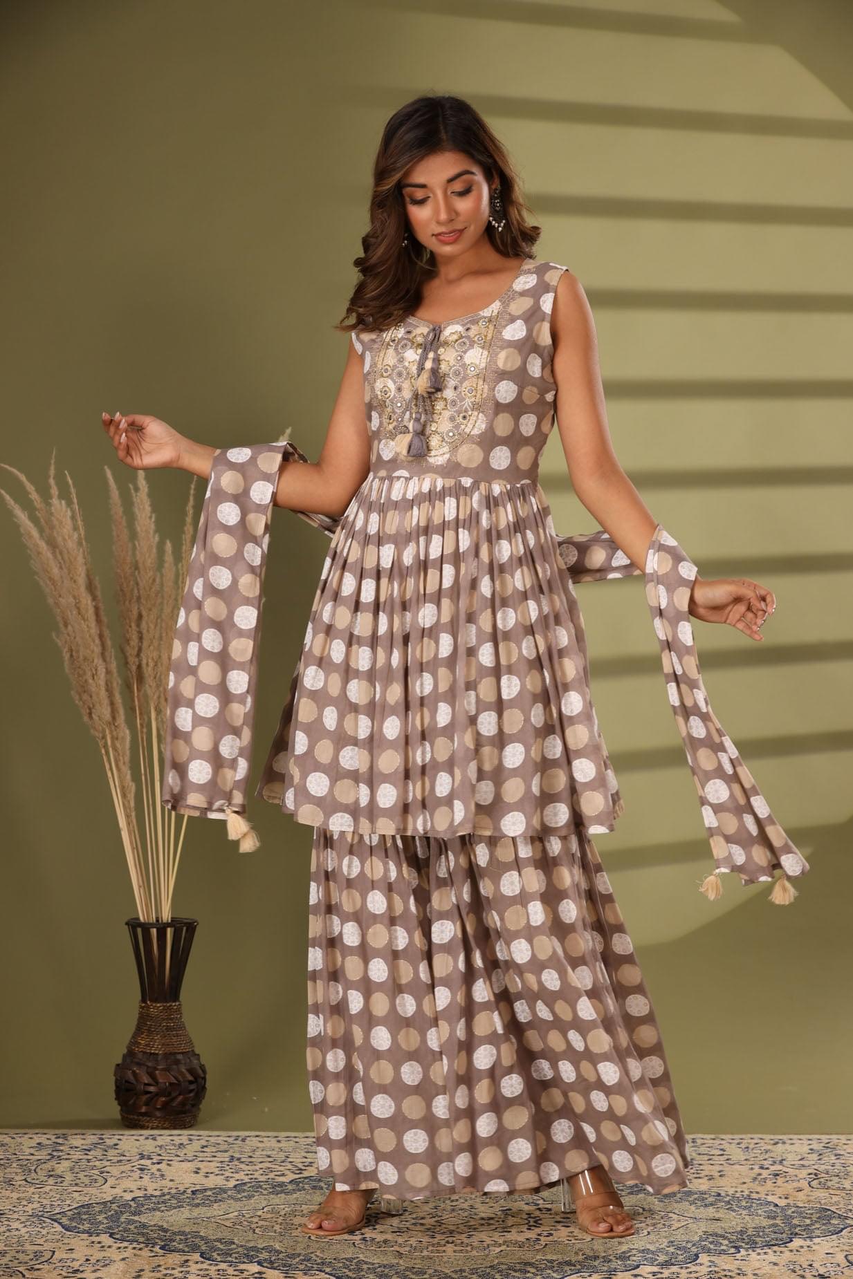 A Beautiful Polka-Dot Sharara Set