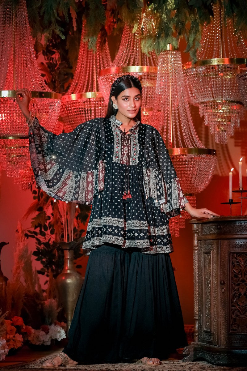 Solid Serenity Chinon Sharara Set🤩