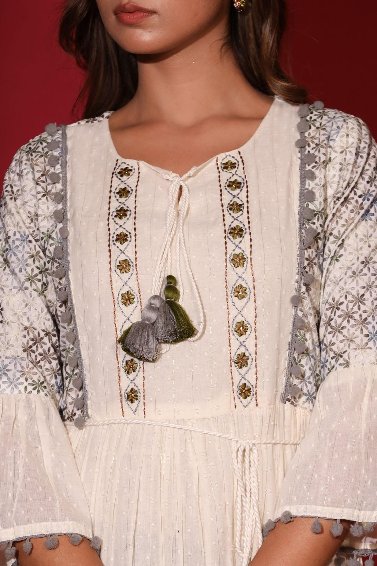 A Foresty Schiffli Short Dress
