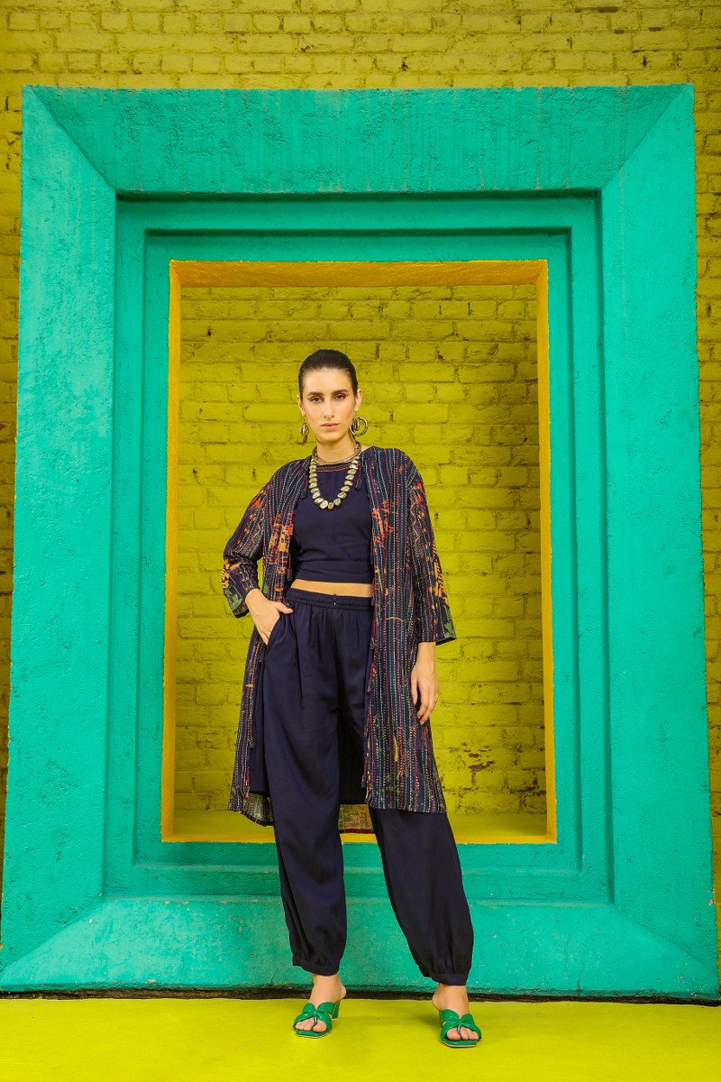 Effortless Navy Blue Muslin Coord Set 💙