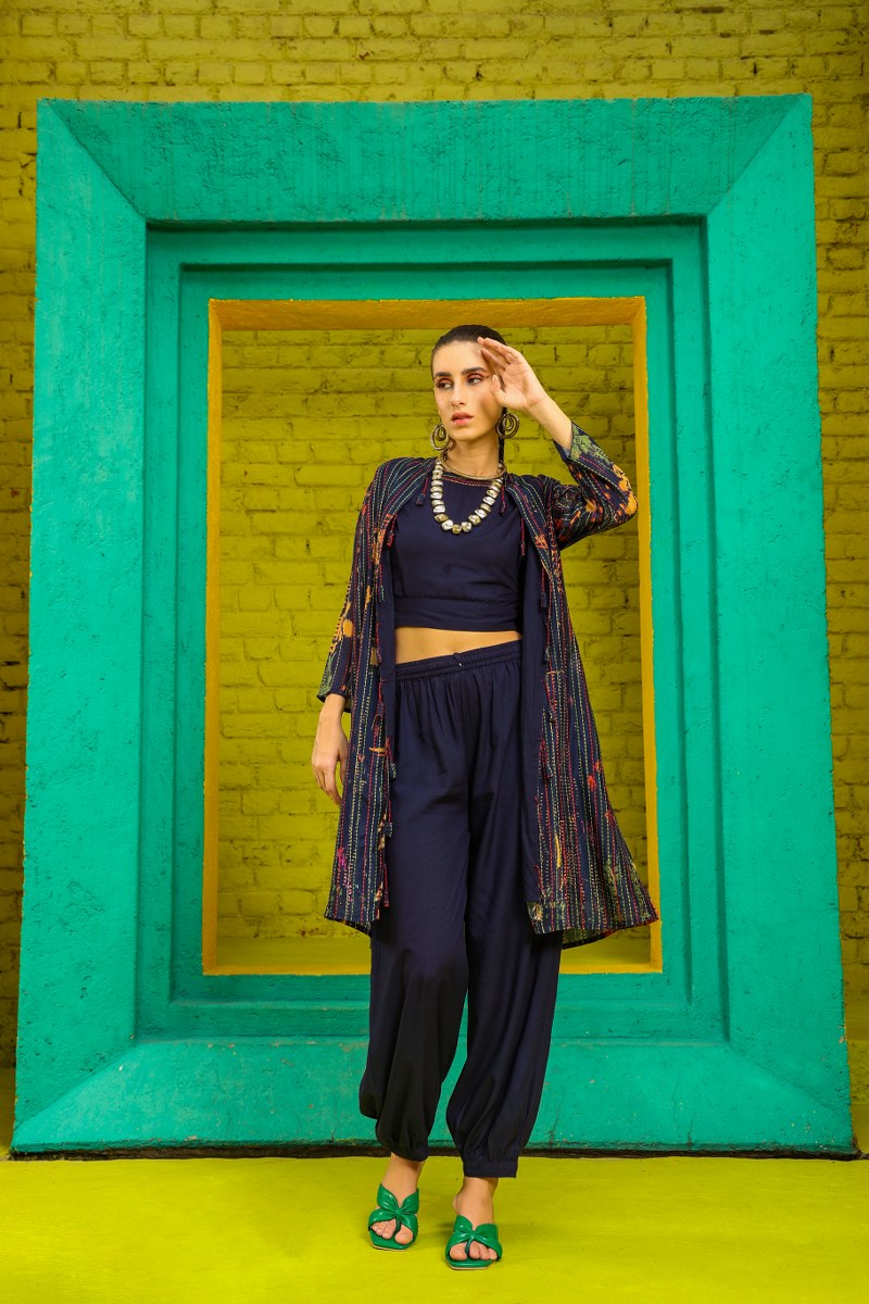 Effortless Navy Blue Muslin Coord Set 💙