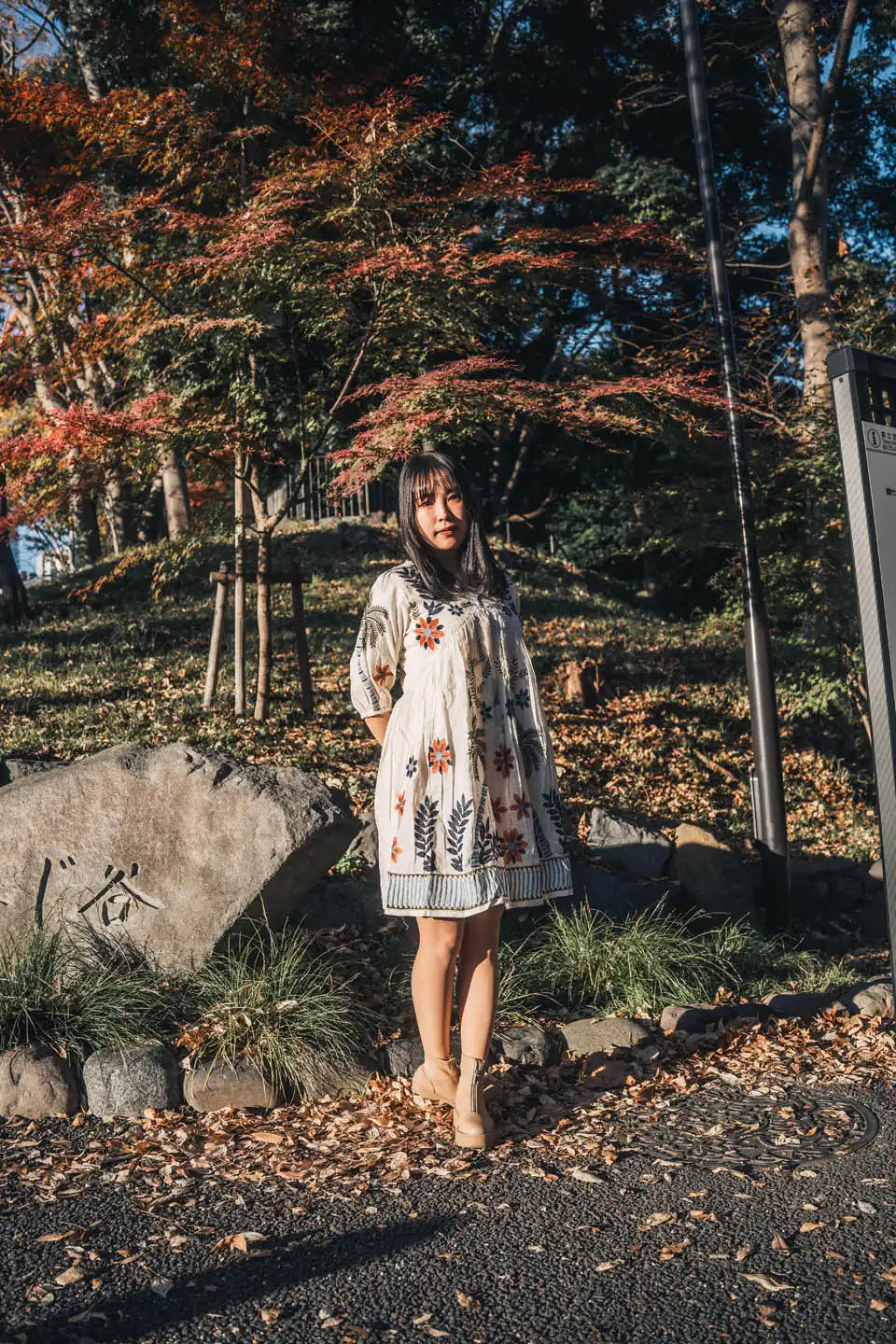 boho embroidered cotton short dress