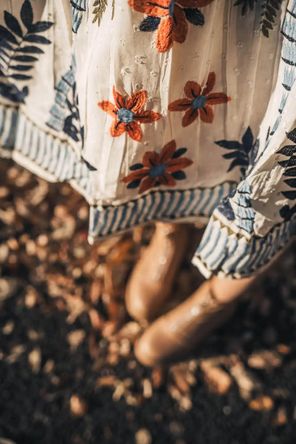 boho embroidered cotton short dress