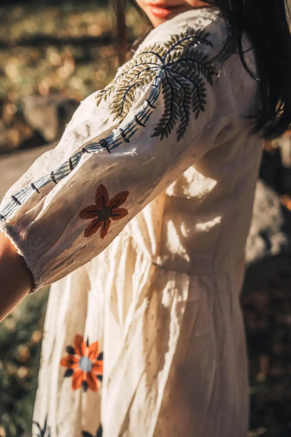 boho embroidered cotton short dress