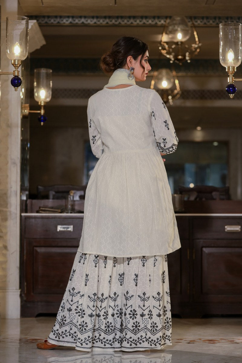 Amazing White Embroidered Sharara