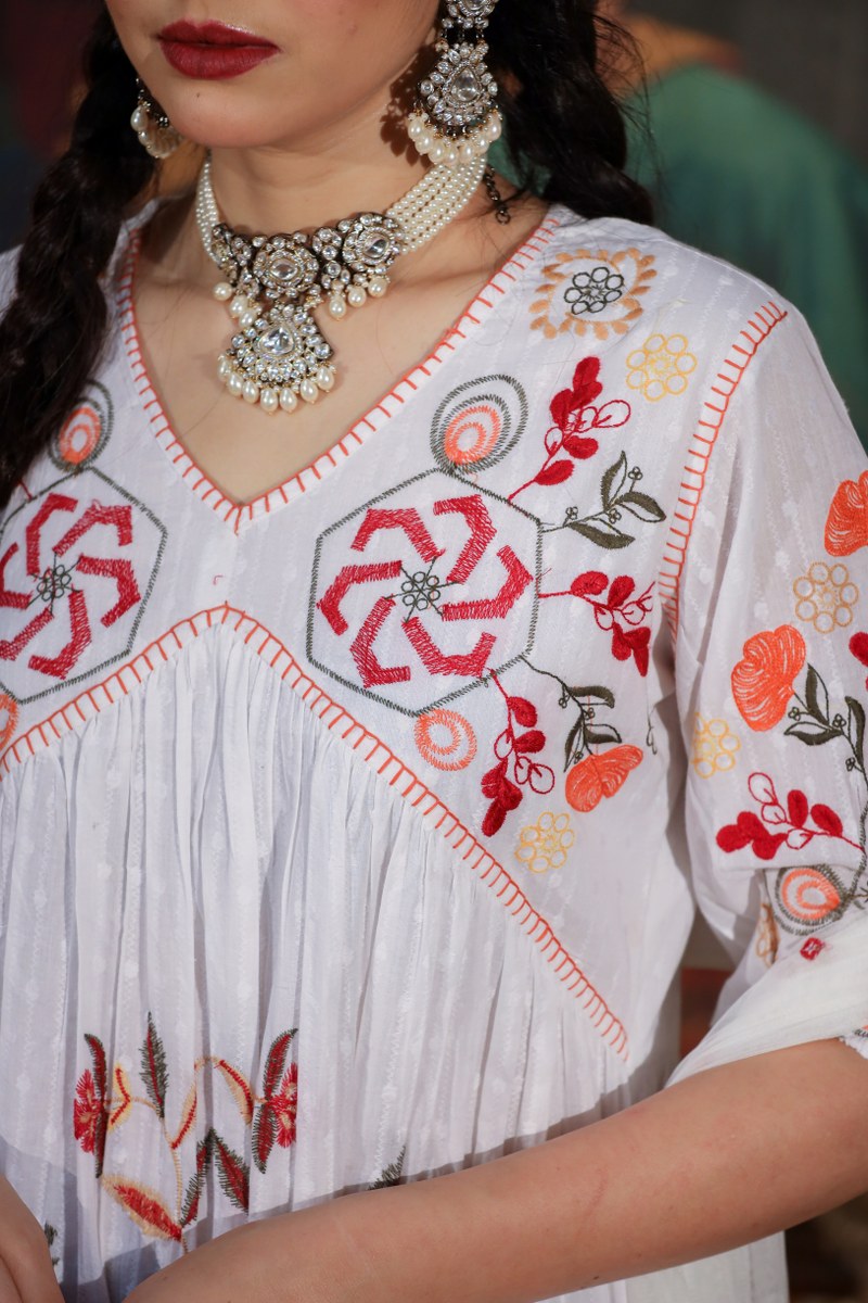 White emroided sharara