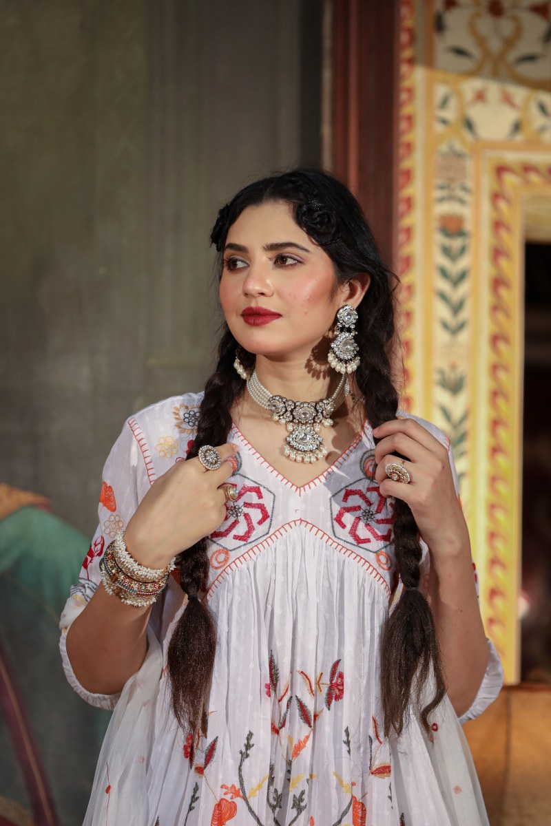 White emroided sharara