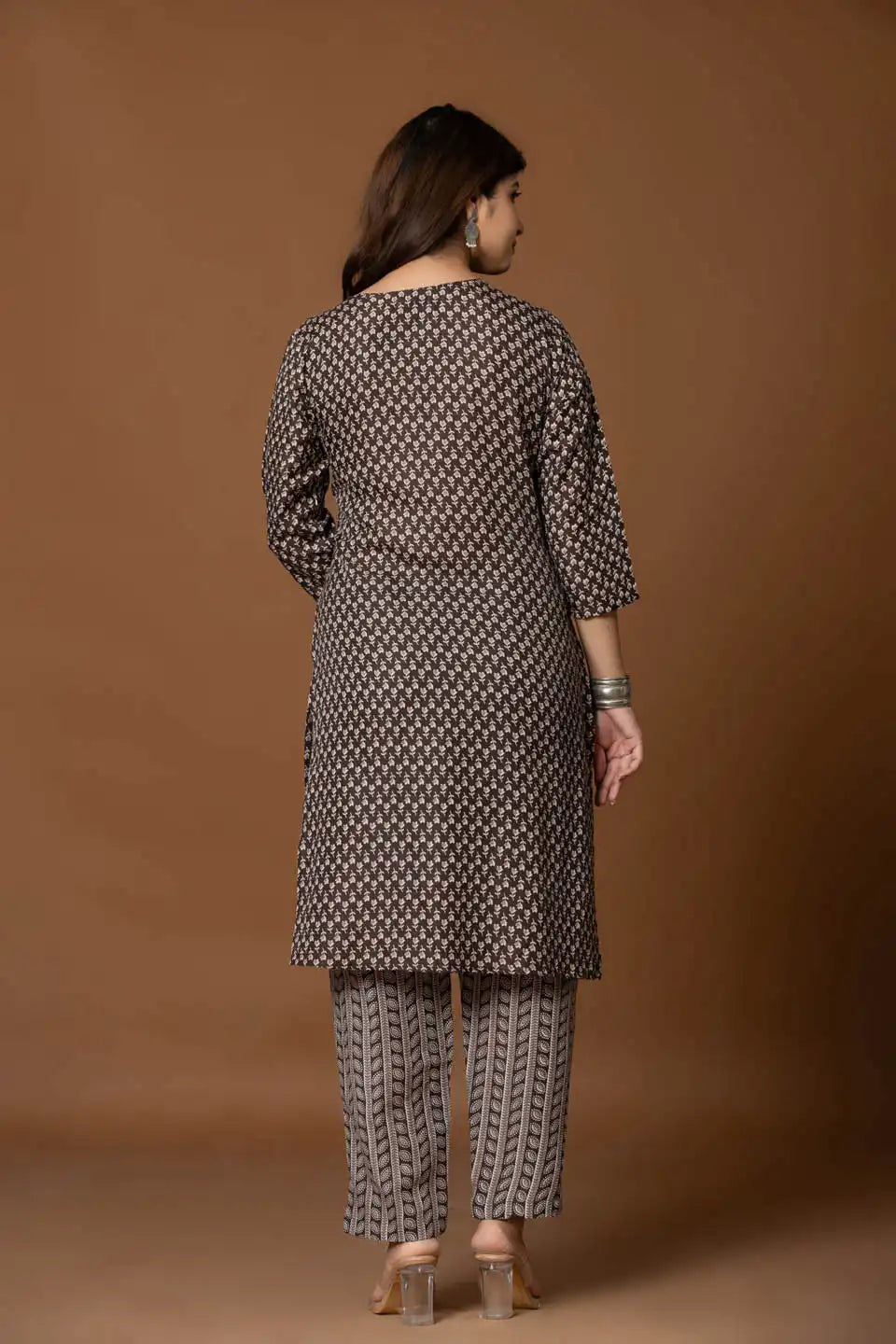 navy blue embroidered kurta with geometric print pants dupatta