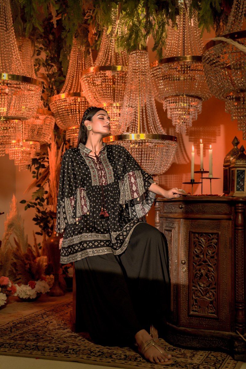 Solid Serenity Chinon Sharara Set🤩