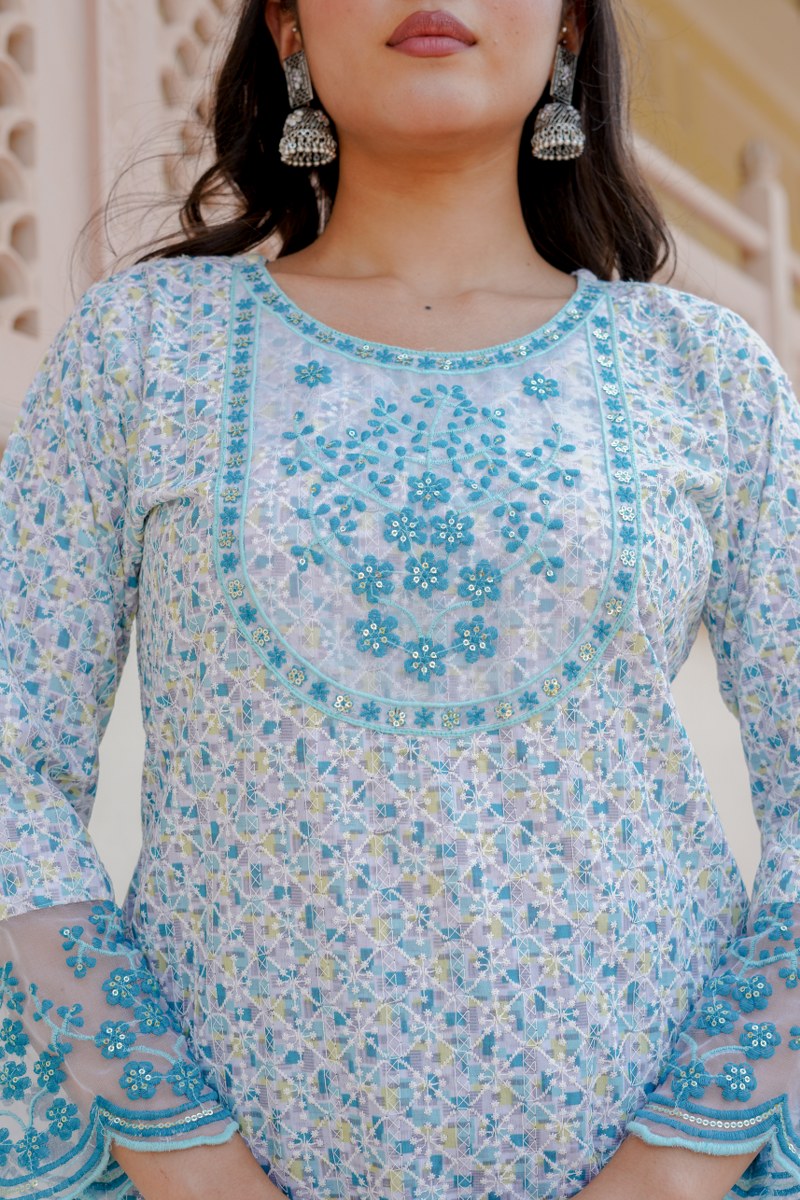 blue lagoon rayon kurta set