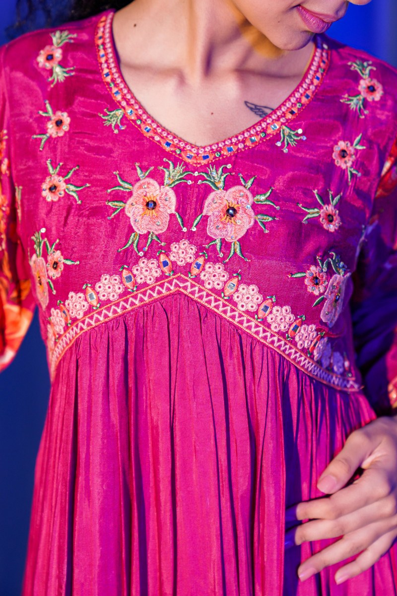 Cute Pink Muslin Long Gown