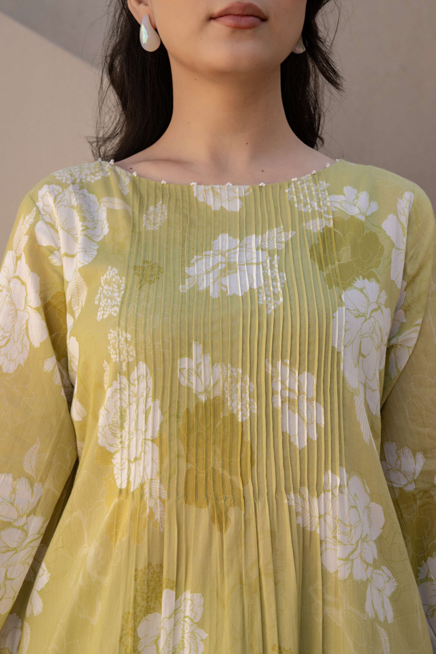 FRESH LIME FLORAL COTTON KURTA SET COMFORTABLE & STYLISH SUMMER WEAR