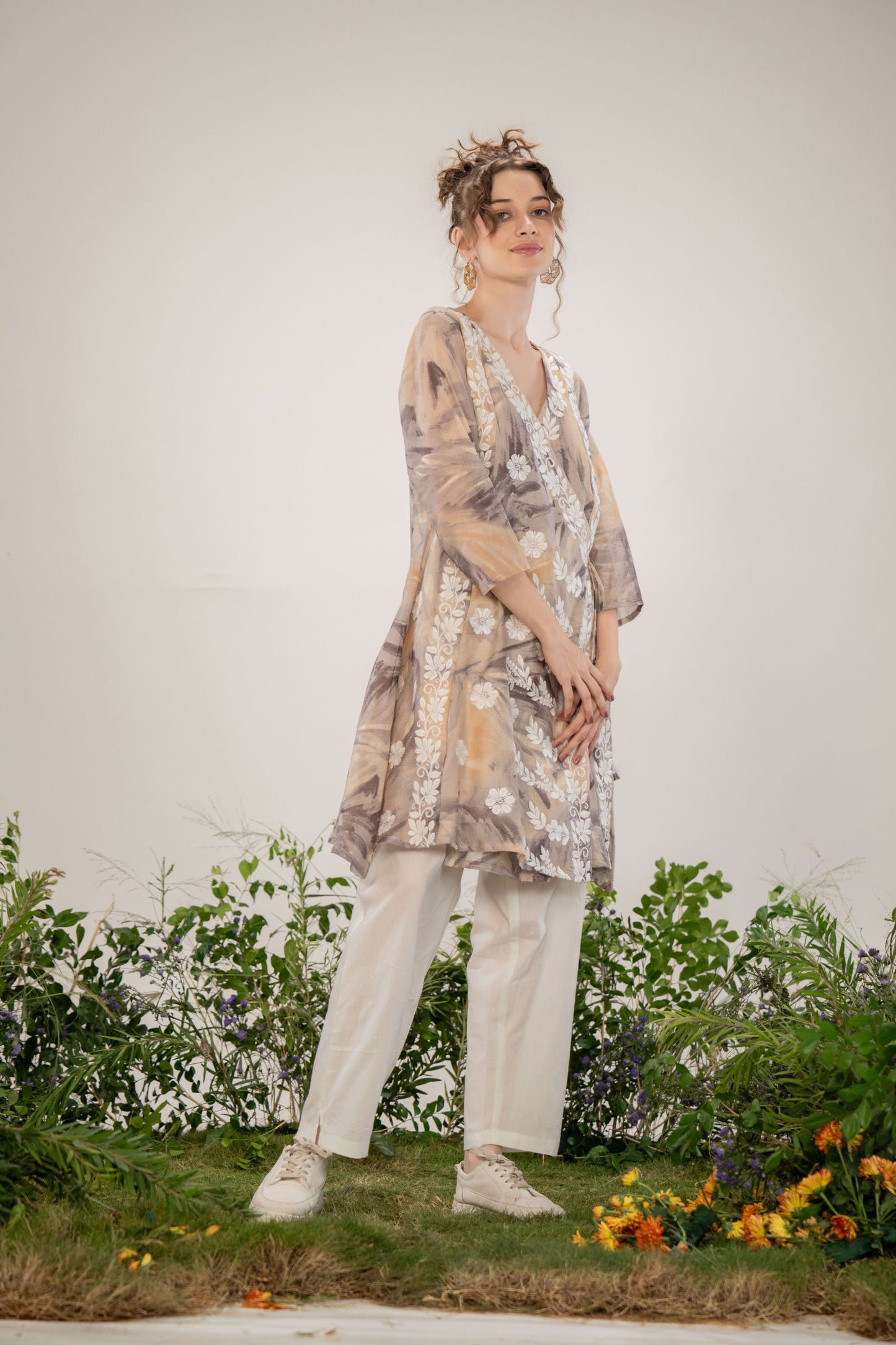 PASTEL BREEZE FLORAL WRAP CO-ORDS SET ELEGANT & FLOWY COTTON STYLE