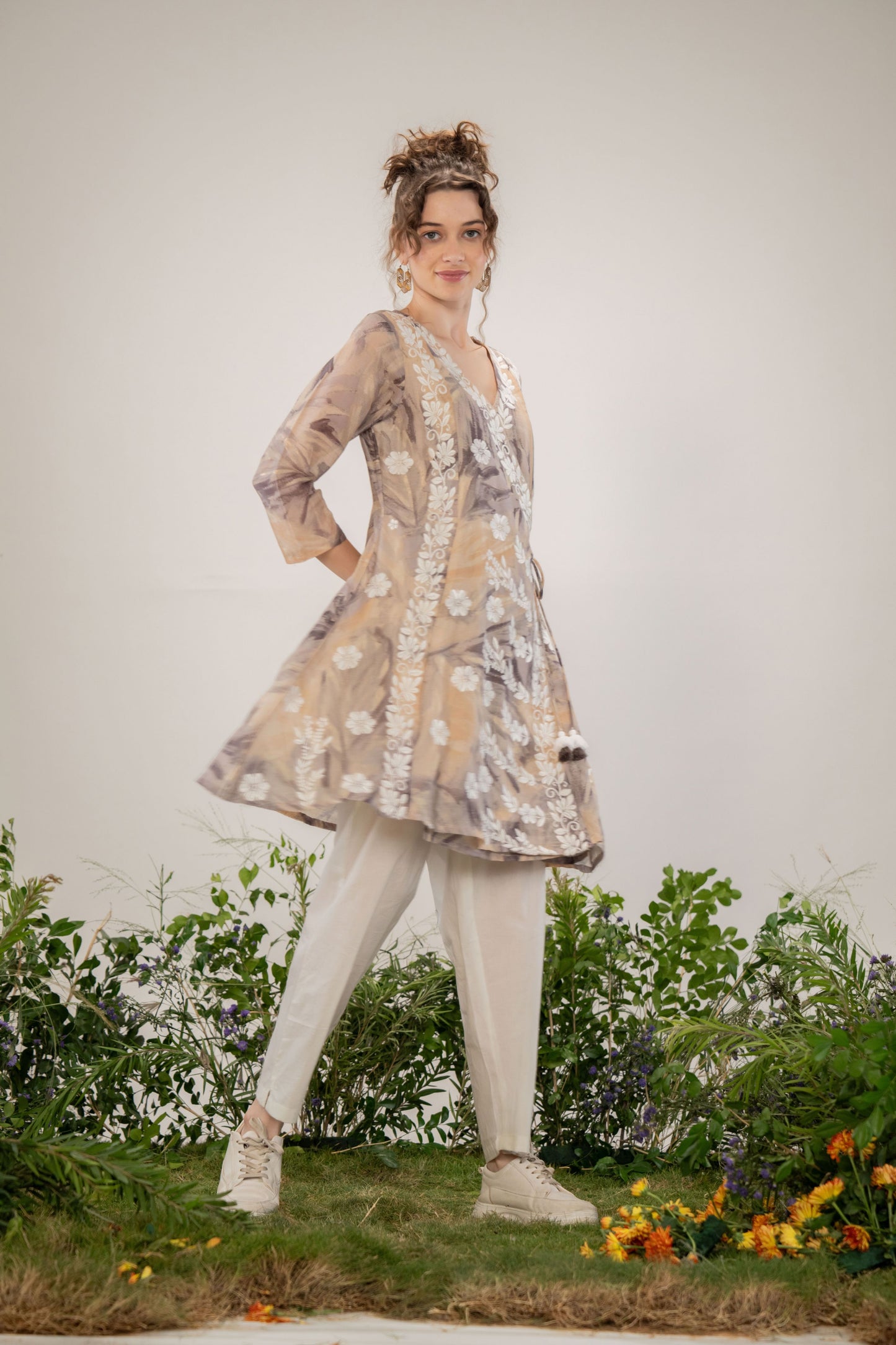PASTEL BREEZE FLORAL WRAP CO-ORDS SET ELEGANT & FLOWY COTTON STYLE