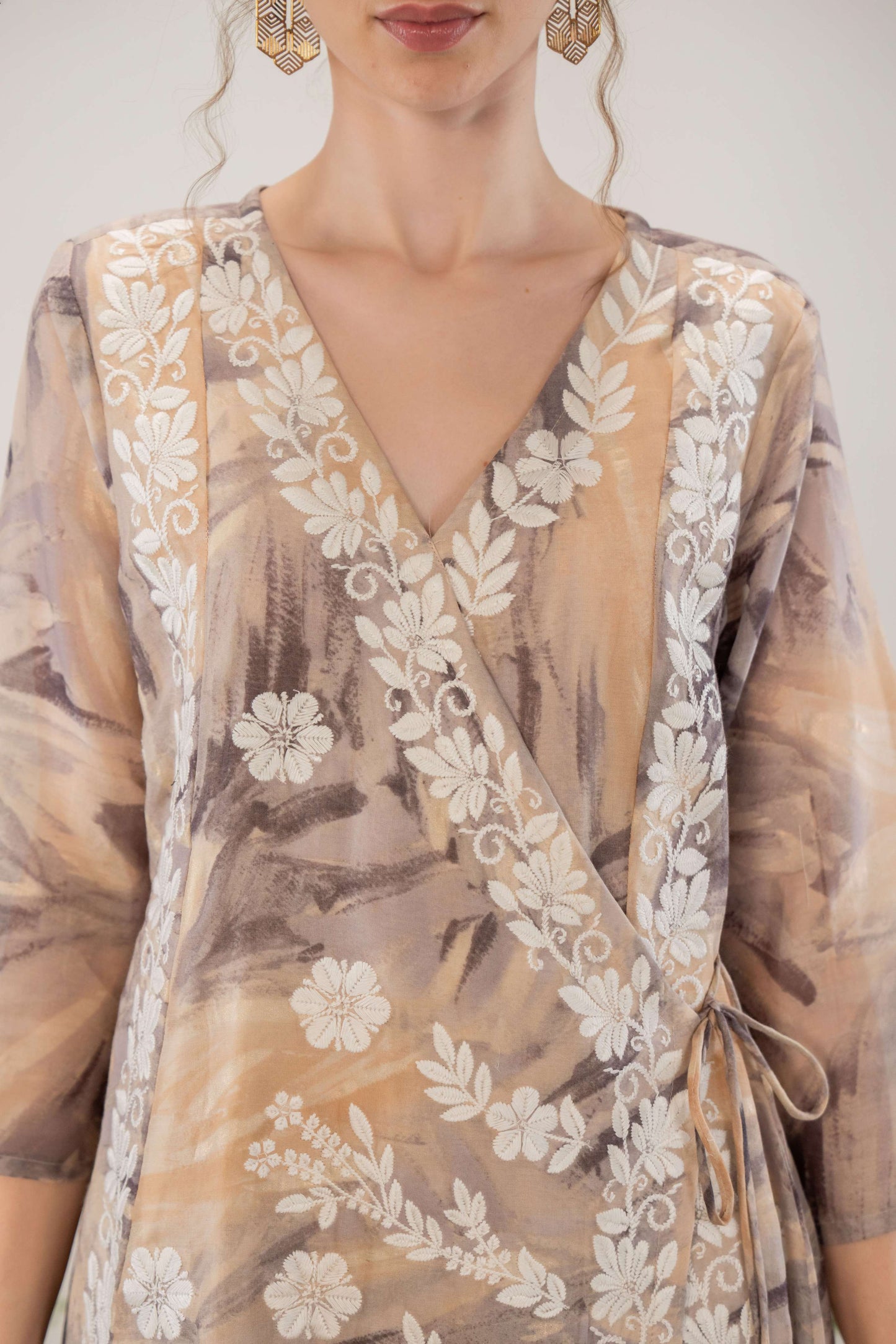 PASTEL BREEZE FLORAL WRAP CO-ORDS SET ELEGANT & FLOWY COTTON STYLE