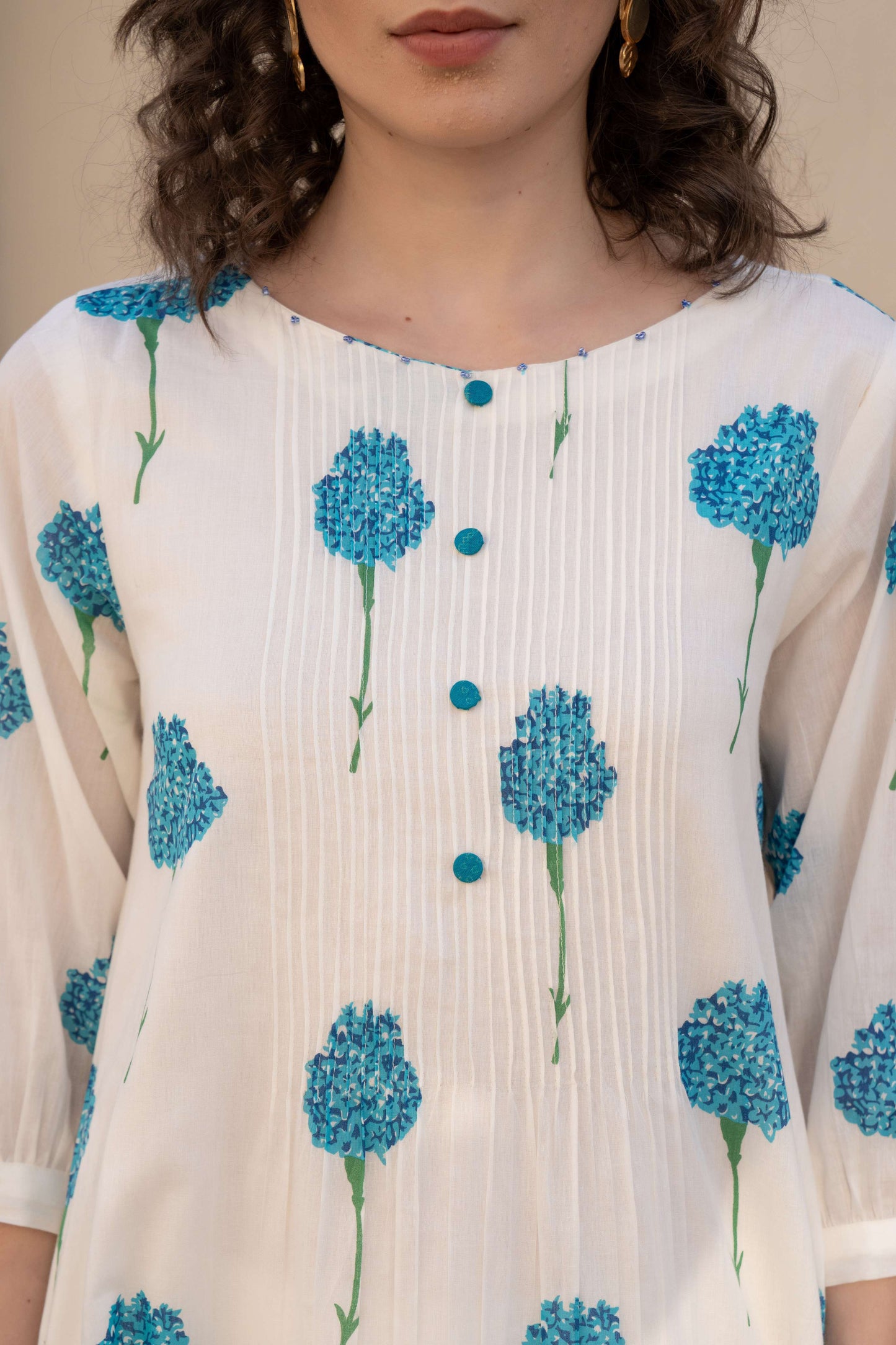 WHITE BLOOM EMBROIDERED COTTON CO-ORDS SET COMFORT & MINIMAL CHARM