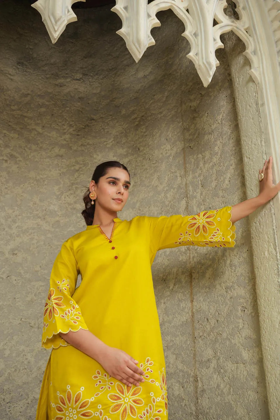 elegant flower embroidered co ord set