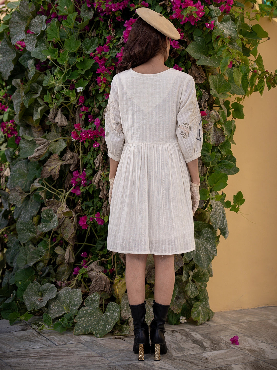 Threaded Elegance:Embroidered Short Dress