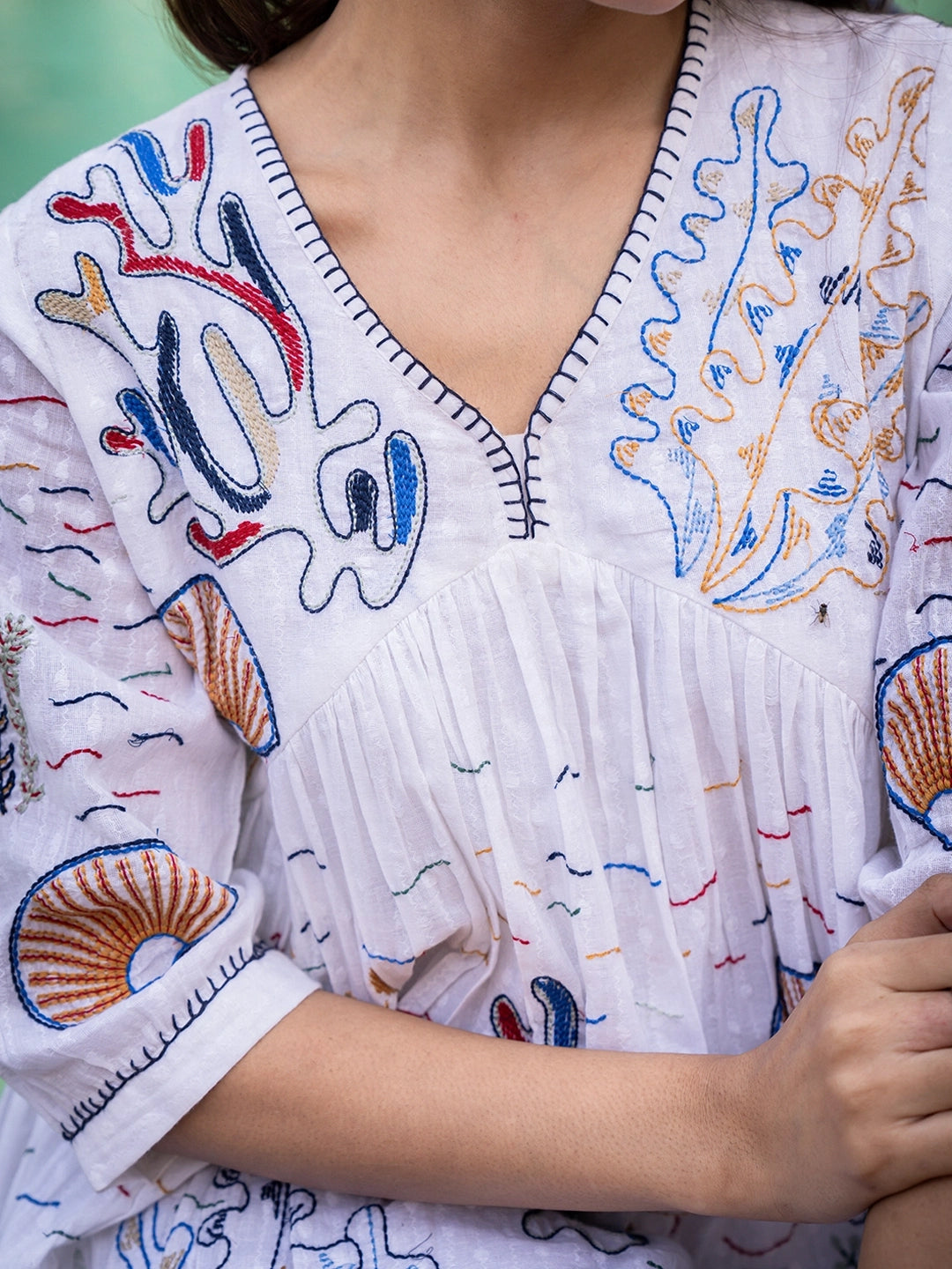 charmstitch elegance embroidery short dress